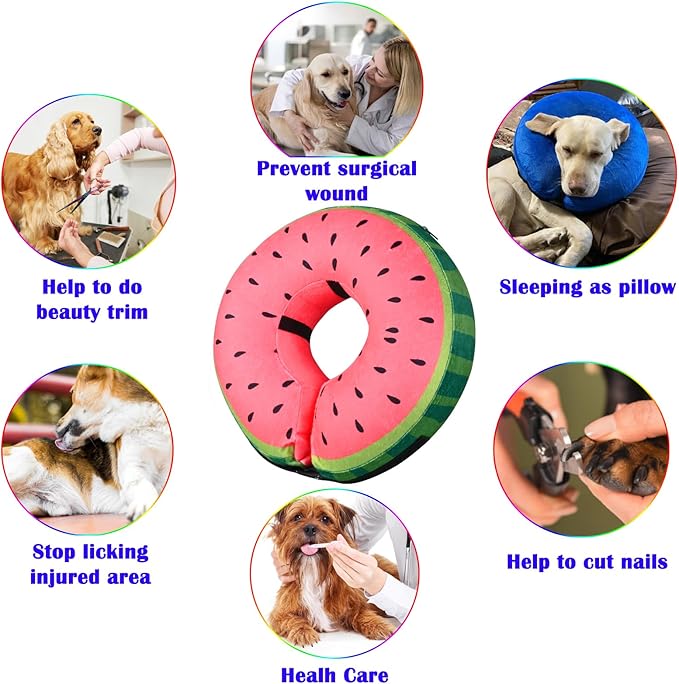 Katoggy Inflatable Dog Cone Collar for Small Medium Large Dogs and Cats - Soft Adjustable Blow up Donut E-Collar for Post-Surgery Recovery