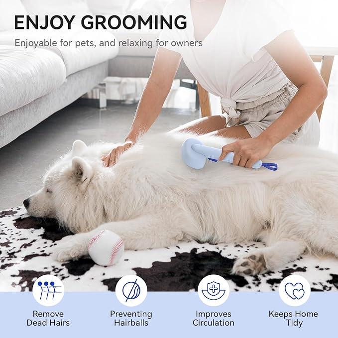 Aumuca Pet Coat Care for Horse Dog Cat, Cat Brushes for Indoor Cats, Horses Grooming Deshedding Brush, Pet Massage Removes Loose Fur, Blue