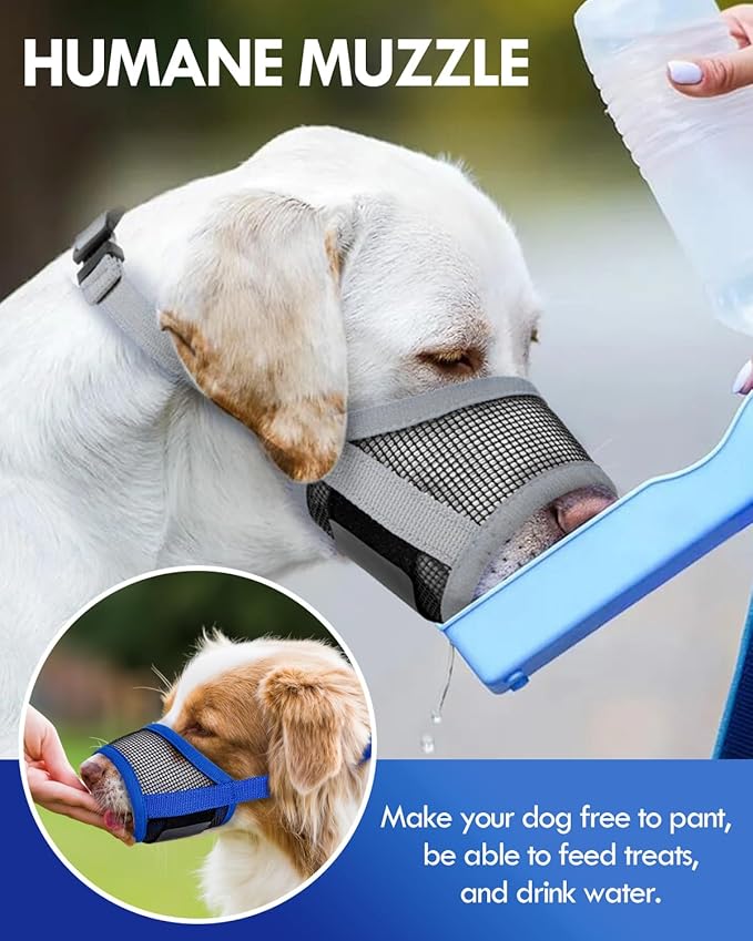 Dog Muzzle, Soft Air Mesh Muzzle for Small Medium Large Dogs Anti Biting Barking Chewing, Breathable Drinkable Adjustable Loop Pets Muzzle for German Shepherd Husky Labrador Retriever (Grey,S)