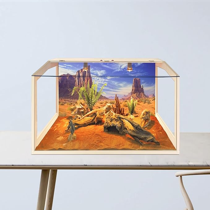 PROLEE Bearded Dragon Tank,Lizard Tank with Clear Acrylic Roof,Anti-Scratch Reptile Enclosure, Snake Tank and Reptile Tank,Built-in Light Fixtures with Switc (25 Gallon, 24" Long, Clear Acrylic Roof)