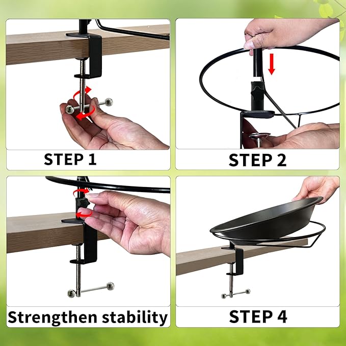 Deck Mounted Bird Bath for Deck Rail & Garden-11.5 Inch Frosted Black,Clamp-On Detachable Bowl with Rust-Proof Bracket,Easy Clean Outdoor Bird Feeder with Magnetic Dragonfly for Patio Lawn Backyard