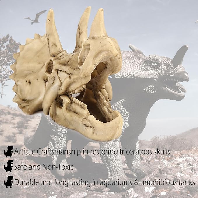 Fish Hideout Cave Dinosaur Animal Skull Reptile Ornament Halloween Dรฉcor for Terrarium Aquarium Large Decorations Betta Tarantula Snake Decor Bones