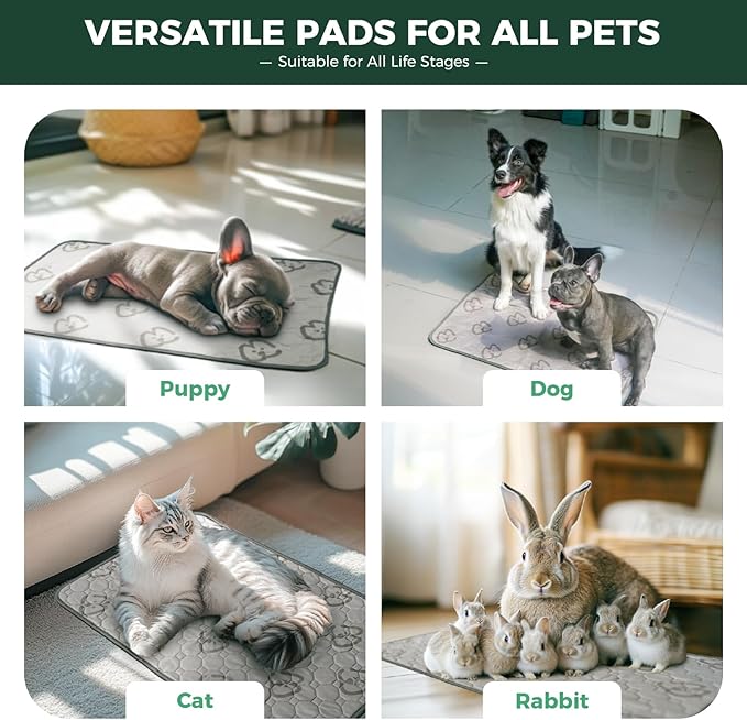 FXW Washable Pee Pads for Dogs, Puppy Pads with Super Absorbent, Specifically Designed for 30inch Cages, 29" × 18" Rectangle, Khaki, 1 Pack