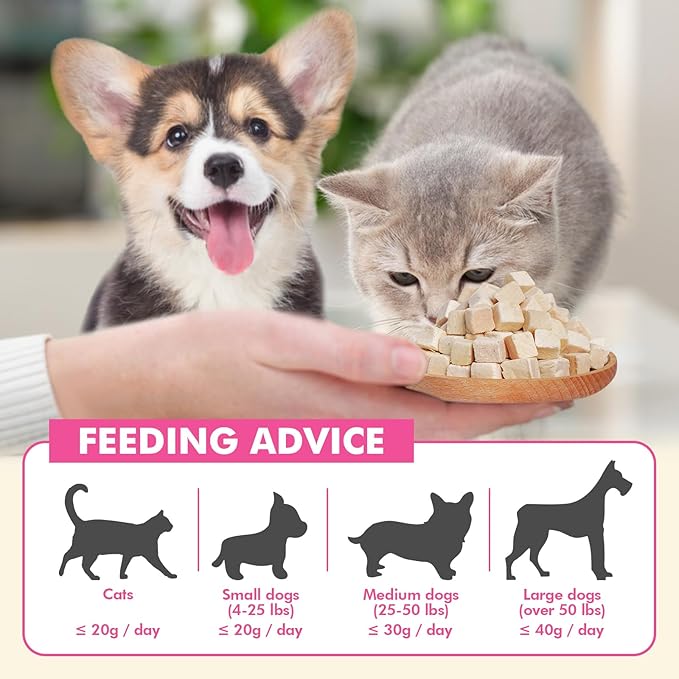 Freeze Dried Cats & Dogs Raw Treats, All Natural Single Ingredient Chicken Breast, High Protein Healthy Pet Training Treats or Food Topper, 6 oz