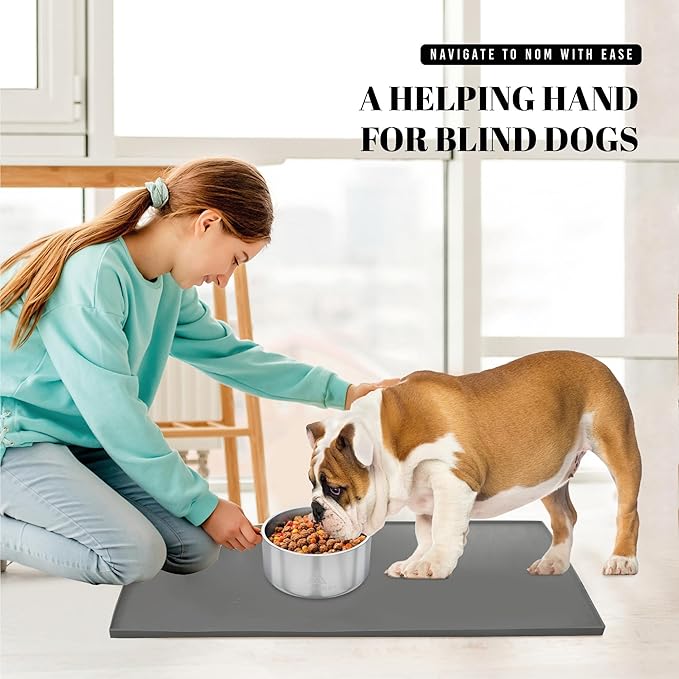 AVERYDAY 23x16'' Silicone Dog Mat for Food and Water, 0.63'' Edge Dog Food Bowl Mats for Floor Waterproof, Dogs Water Mat for Sloppy Drinker, Non Slip Rubber Pet Feeding Mats for Indoor Dogs and Cats