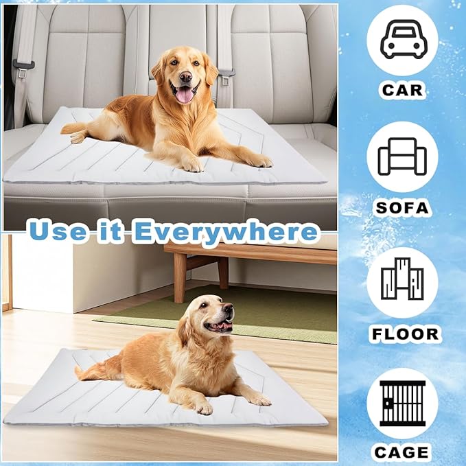 Dog Cooling Mat for Large Dogs 40 x 28''Self Coolings Foldable Cooling Pad,Q-MAX>0.5 Washable Ice Cool Fabric-Cool on Contact,Easy Washable Pet Pad for Kennel Sofa Floor Car Seats in Summer