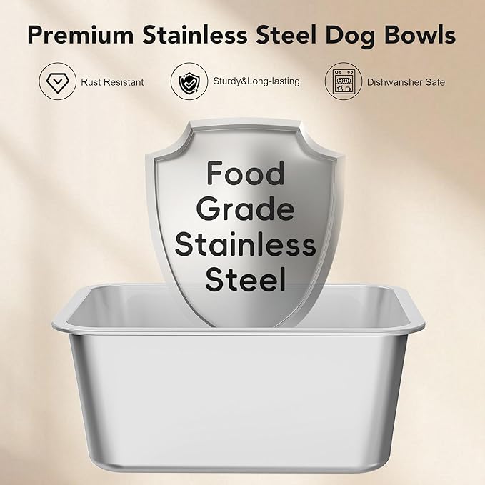 Decflow 10L Stainless Steel Dog Water Bowl, No Spill Anti-Splash Dog Bowls with XXL Silicone Mat, Spill-Proof Slow Feeder for Messy Drinkers, Heavy Duty Pet Bowls for Indoor/Outdoor Use