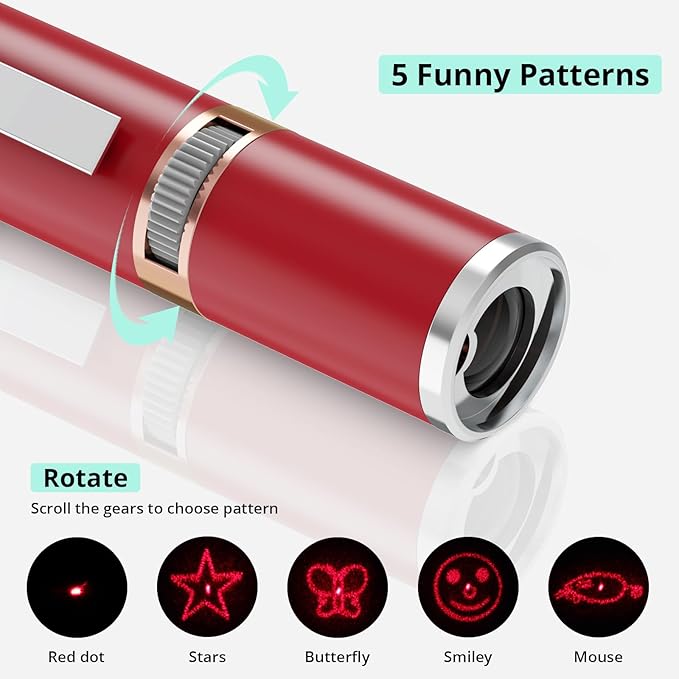 TBTeek Cat Toys for Indoor Cats, 2 Pieces, Rechargeable, 7 Adjustable Patterns, Interactive Kitten Pet Dog Chase Toy for Cats Fun Playing Exercise(Red)