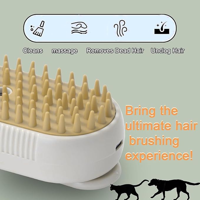 Cat Steam Brush for Shedding, 4 in 1 Rechargeable Pet Steam Brush for Dogs and Cats, Anti-Static, Massage, Cleaning, Shedding & Combing All In One! (White)