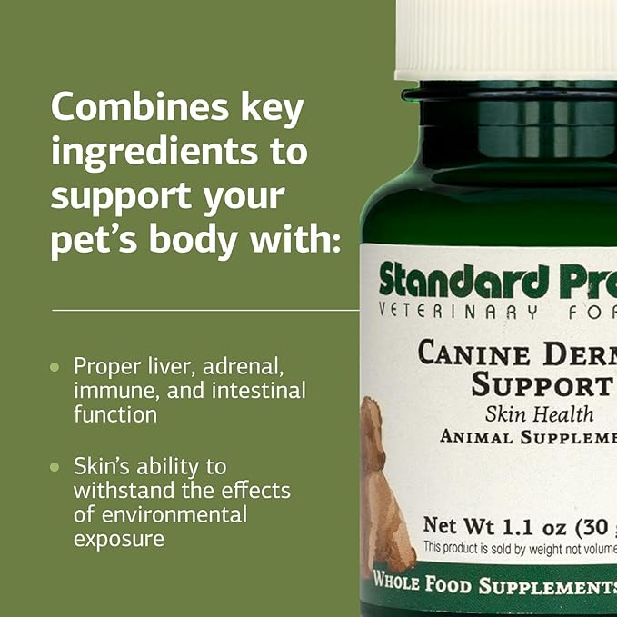 Standard Process Canine Dermal Support - Skin & Adrenal Gland Support Supplement - Comprehensive Skin Health Support Supplement for Dogs - Daily Immune & Liver Support Powder - 30 g