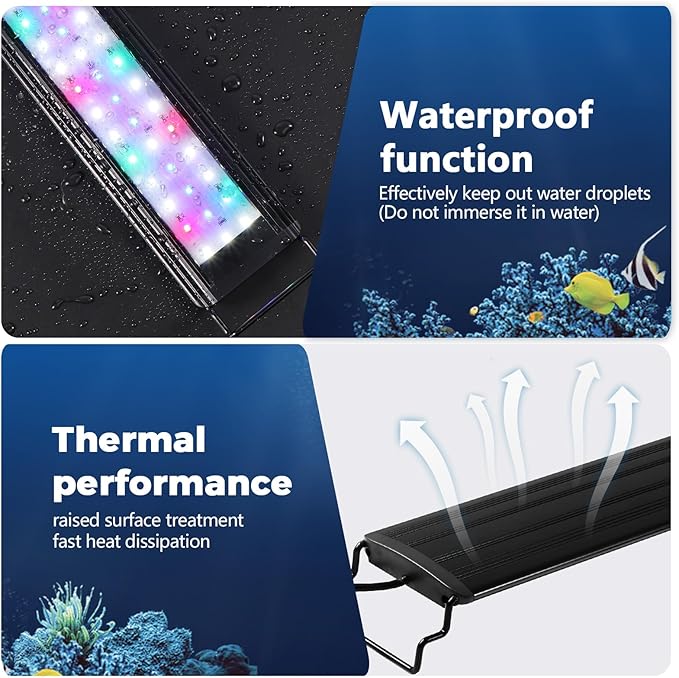 Tatub 23W LED Aquarium Light for 36"-42" Fish Tank, Full Spectrum Fish Tank Light with White Blue Red Green LEDs, 10 Levels of Brightness,Timer Auto On/Off