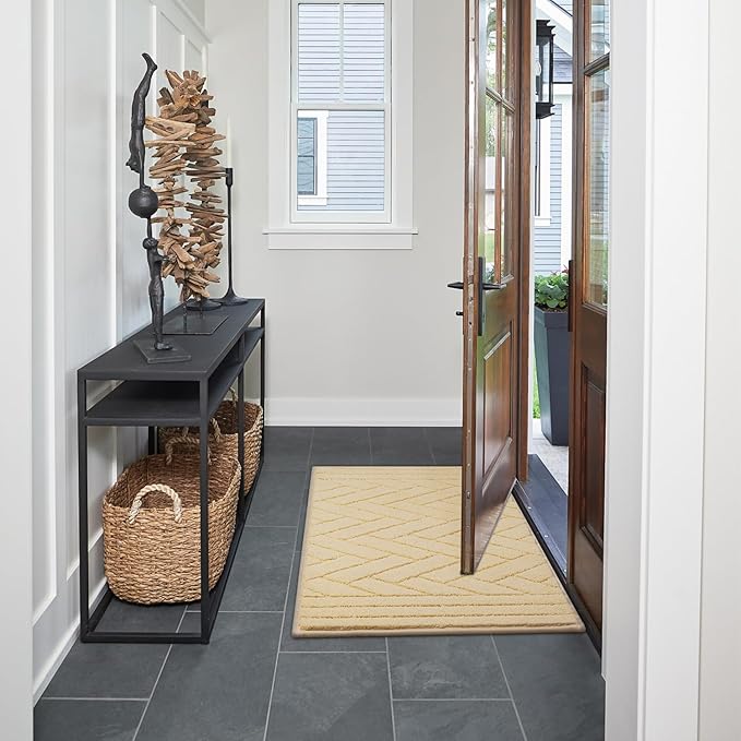 Tindbea Dog Mat for Muddy Paws,Absorbs Moisture Dirt Non-Slip Washable Mud Mat for Dogs,Soft Rubber Backing Front Inside Pet Rug for Entryway, Mud Dog Paws, Patio(20"x48",Beige)