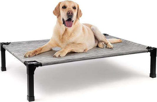 Heeyoo Elevated Dog Bed, Cooling Raised Pet Cot with Chew Proof Washable Breathable Mesh and Metal Frame, Portable Dog Cot Bed with No-Slip Feet for Outdoor or Indoor Use