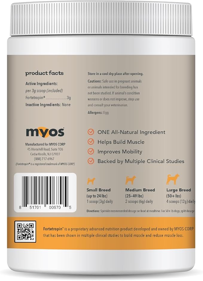 MYOS Canine Muscle Formula - All-Natural Muscle Building Supplement - Helps Reduce Muscle Loss in Dogs Due to Normal Aging and Improves Recovery from Injury or Surgery