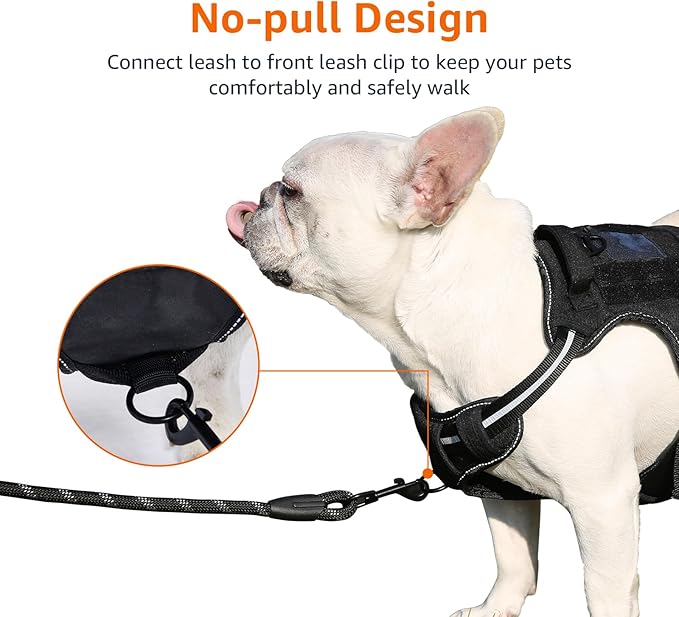 Amazon Basics No Pull Dog Harness, Adjustable Front Clip, Tactical Vest, Small, Black
