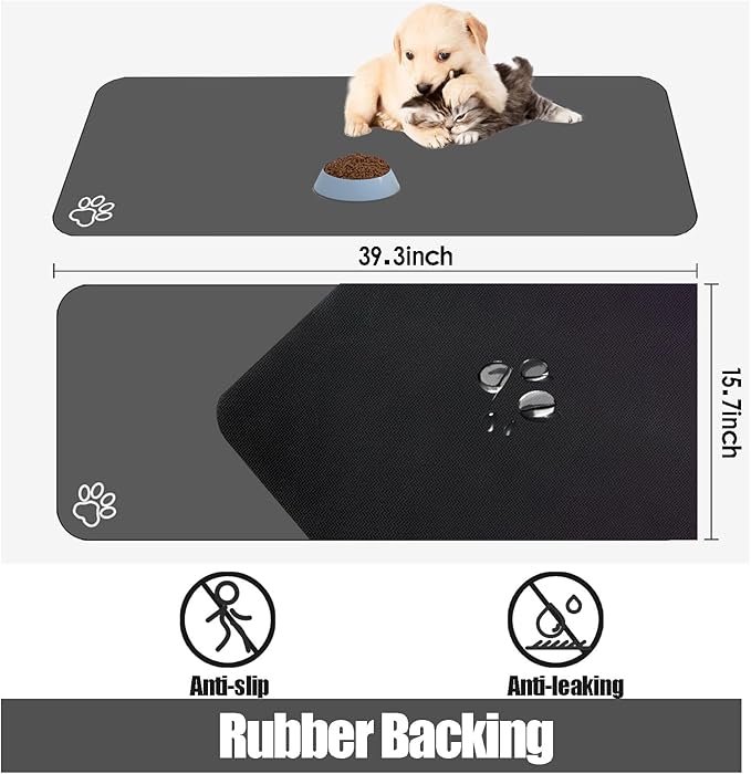 Large Pet Feeding Mat, Bohemia Absorbent Quick Dry Dog Mat for Food and Water Bowl, Non Skid Cat Bowl Mat, No Stains for Pet Water Dispenser Pet Supplies for Messy Drinkers