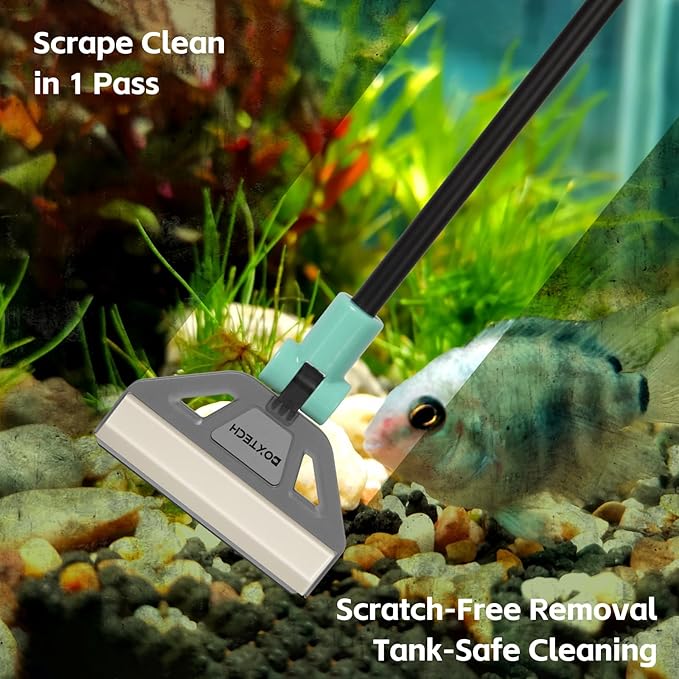 UPETTOOLS Aquarium Algae Scraper Cleaner with 5 Stainless Steel Blades – Fish Tank Glass Cleaning Brush for Easy Tank Maintenance,20-40 Gallon