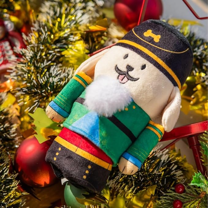 Nutcracker Treat-Dispensing Soft Plush Squeaky Pet Toy - Christmas/X’Mas Festive Enrichment Gift, Durable Cute&Fun Toy for Interactive Play,Hide Food for Nose-Work Puzzle, Small Medium Dogs