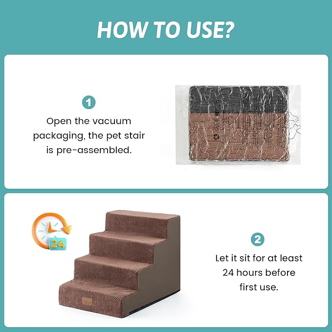 Dog Stairs for Small Dogs, 4 Tier Wider Pet Stairs for Couch and Beds, 17.7" H Non-Slip Dog Steps for Old Cats, Puppy, Small Medium Dogs, 17.7x23.6x17.7 inch, Brown