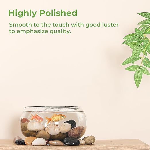 SIDONG 5 lbs Mixed River Rocks, 1.2-2 Inches Highly Polished Pebbles for Indoor Plants, Aquarium Rocks Used in Fish Tank, Decorative Stones for Plants, Vases, Home DΓ©cor, Crafting, Garden Landscaping