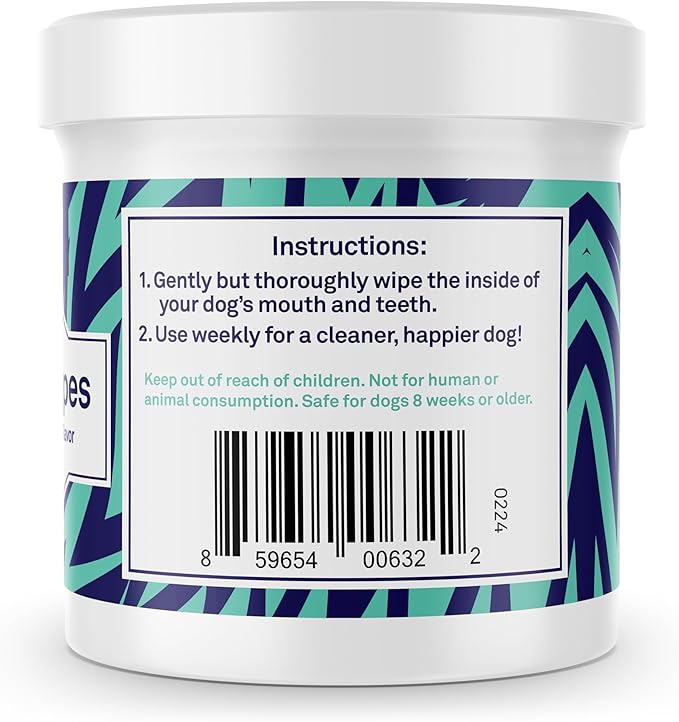 Petpost Dental Wipes for Dogs | 100 Count Presoaked Pads in Natural Tooth Cleaning Solution | Bad Breath and Tooth Buildup Remover