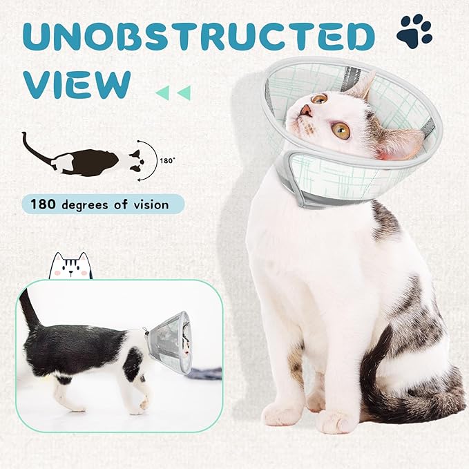 Supet Cat Cone Collar Soft to Stop Licking and Scratching, Breathable Comfortable Mesh Recovery Cone for Cats and Small Dogs After Surgery Neuter, Spay, Lightweight E Cone Collar Alternative (L)