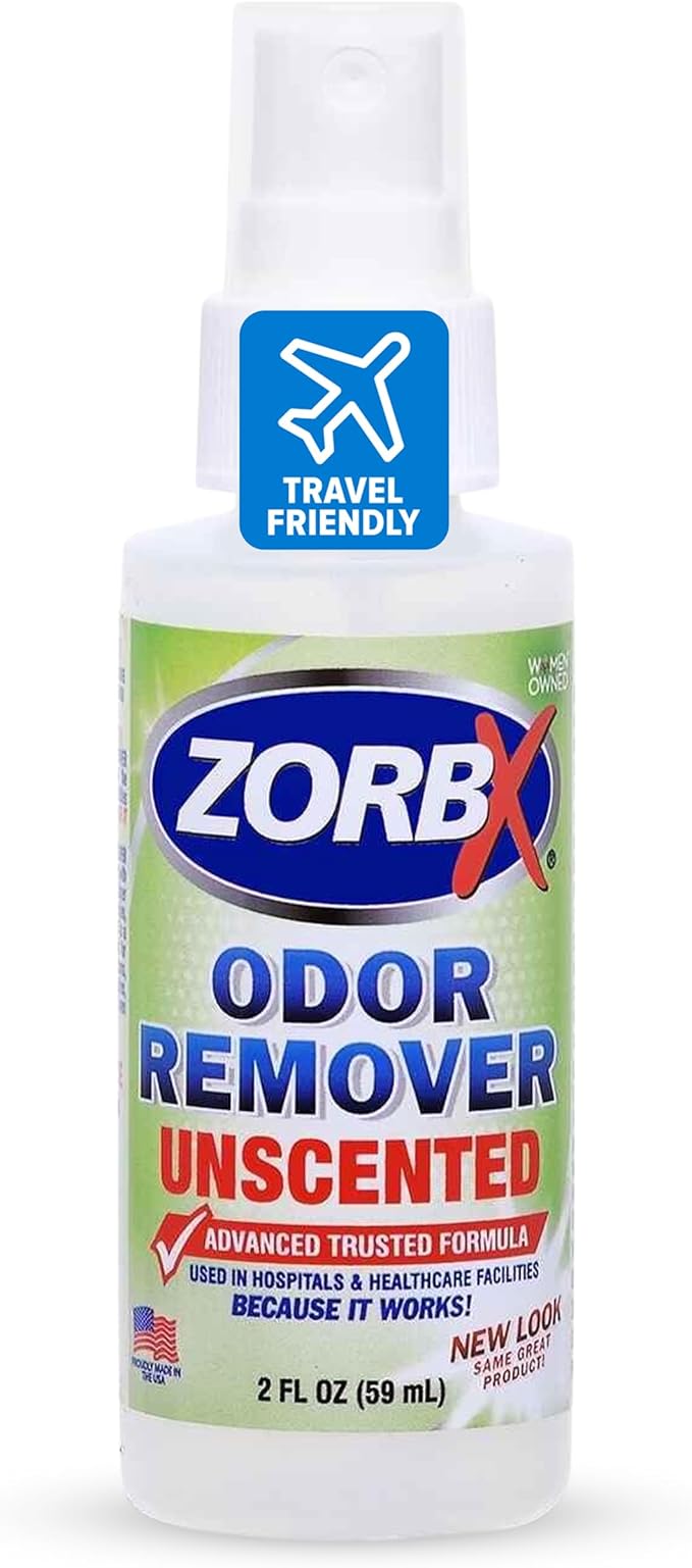 ZORBX Unscented Mini Odor Eliminator Spray – Used in Hospitals & Healthcare Facilities | Advanced Trusted Formula | Tag Along, Lightweight and Travel-Friendly Odor Remover - 2 Oz