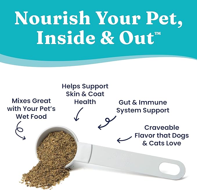 Solid Gold Cat & Dog Multivitamin Powder - Kelp Powder, Omega 3 & Vitamins for Dental, Digestive, Immune, Skin & Coat Health - Multi Vitamin for Dogs & Cats - Cat & Dog Food Additive Supplement - 5oz