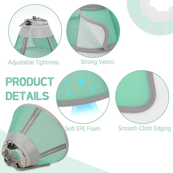 Cat Cone Collar Soft, Cat Recovery Collar for Large Medium Small Cats Kittens, Pet Cone Alternative After Surgery