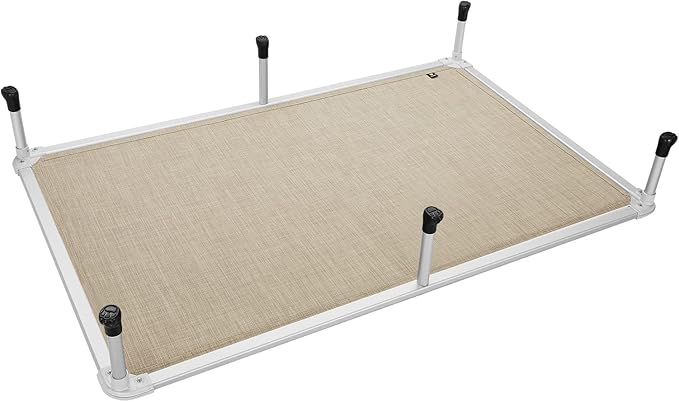 Veehoo Chew Proof Elevated Dog Bed - Cooling Raised Pet Cot - Silver Aluminum Frame and Durable Textilene Mesh Fabric, Unique Designed No-Slip Feet for Indoor or Outdoor Use, Beige Coffee, XX Large