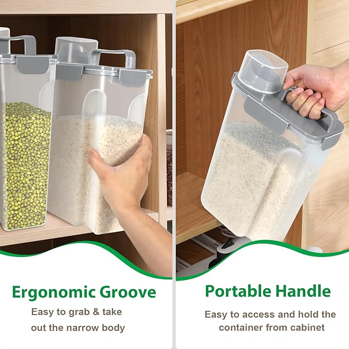 TBMax Rice Container 10 Lbs, Cereal Container Oatmeal Storage, Airtight Food Dispenser with Easy-pouring Spout & Handy Cup for Flour Grain Beans, Pet Dog Cat Bird Food Storage Container