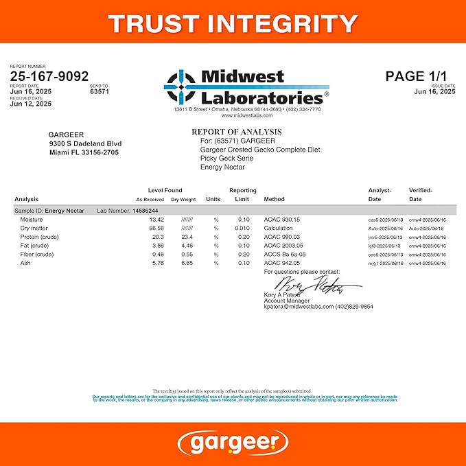 'Picky Geck' Energy Nectar - Premium Crested Gecko Food | Calcium-Rich Fruit Formula for Bone Strength & Energy Support | No Fillers - Only Premium Ingredients | 2oz | Made in USA