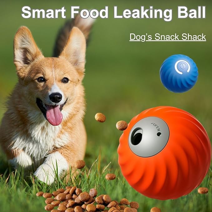 Zoomie Buddy 2.0, Zoomie Buddy for Dogs, 2 in 1 Smart Touch Interactive Dog Balls & Pet Feeder, 2.83" Diameter, Suitable for Small/Medium Dogs, with Fruit Plush Cover (2*Blue, 3*Mix)