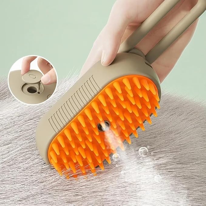 4-in-1 Cat Grooming Brush β Water Spray & Self-Cleaning Shedding Brush for Cats & Dogs β Pet Hair Removal & Massage Comb for Long & Short Hair (beige).