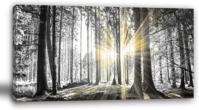 Yxbhhym-Bedroom Wall Art Decor for Living Room Large Canvas Prints Art Black and White Forest Wall Art Trees Picture Landscape Artwork for Wall Nature Scenery Poster Painting Office Decorations