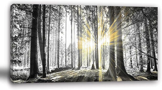 Yxbhhym-Bedroom Wall Art Decor for Living Room Large Canvas Prints Art Black and White Forest Wall Art Trees Picture Landscape Artwork for Wall Nature Scenery Poster Painting Office Decorations