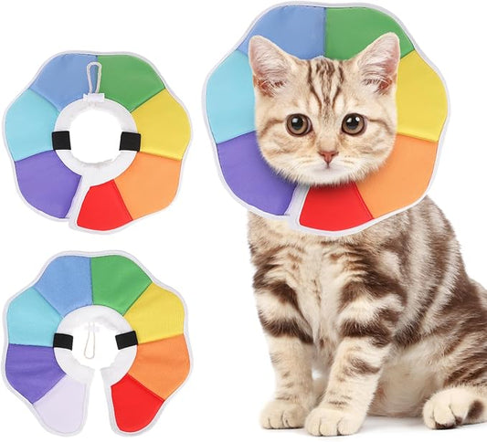 KOOLTAIL Cat Cone Collar, Adjustable Soft Comfortable Cat Recovery Collar to Stop Licking, Foldable Donut Water Resistant Pet Cone for Small Large Cats Kittens After Surgery Flower M