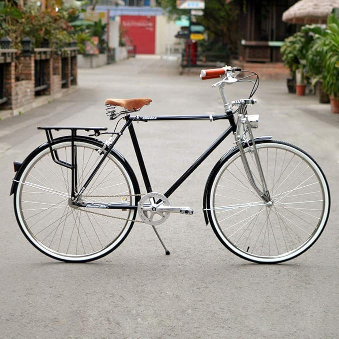 UNISTRENGH English Vintage Bicycle Saddle Touring City Saddle Comfortable Comfort Leather Bicycle Seat with Spring Rivets for Women Men