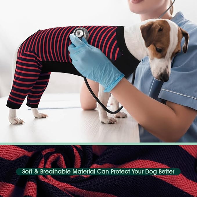 Kuoser Dog Recovery Suit for Back Legs,Soft Dog Surgery Suit with Sleeves to Stop Licking,Dogs Recovery Sleeve Elbow Protector Pet Surgical Onesie for Abdominal Wounds Dogs Cone Alternative,Red M