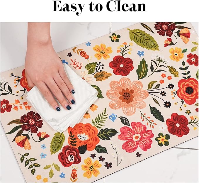 Eco-Friendly Pet Supplies: Absorbent Quick Dry Cat & Dog Food Mat, 12"x20"