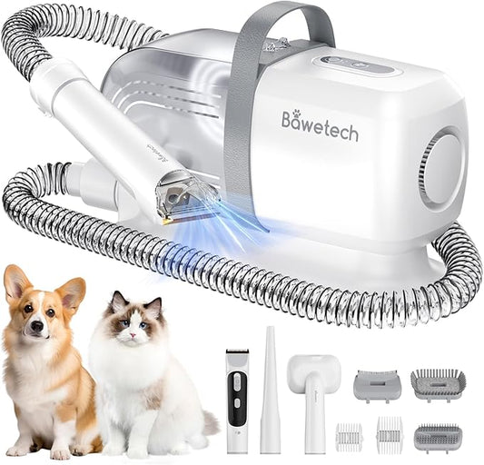 Dog Grooming Vacuum, Bawetech B2 5-in-1 Pet Grooming Kit with Dog Clipper, 11000Pa Suction | 2L Capacity | 113β Dryer | Low Noise Pet Hair Removal Tool Pet Supplies, 2025 Upgraded