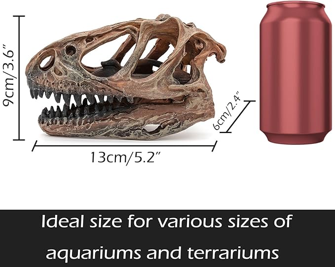 Fish Hideout Aquarium Dรฉcor Decorations Dinosaur Skull Fish Tank Decor Cave Dinosaur Skull Betta Animal Halloween Large Tarantula Reptile Bones Snake for Terrarium Ornament