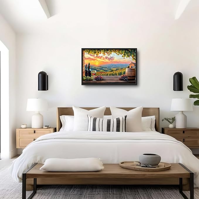 Large Sunrise Landscape Wall Art for Living Room, Sunset Scenery Canvas Oversized Wall Decor for Dining Room, Aesthetics Framed Pictures Painting Print Artwork for Bedroom Office 36L" x 24W"