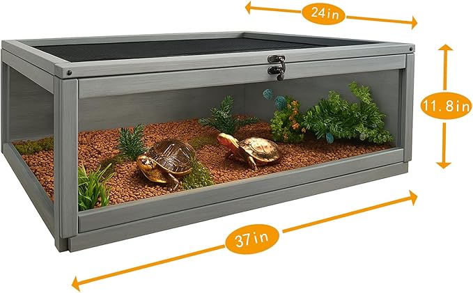 Tortoise Habitat Indoor,Outdoor Reptile Enclosure,Wooden Tortoise House Outdoor,Tortoises Enclosure Indoor (Grey)