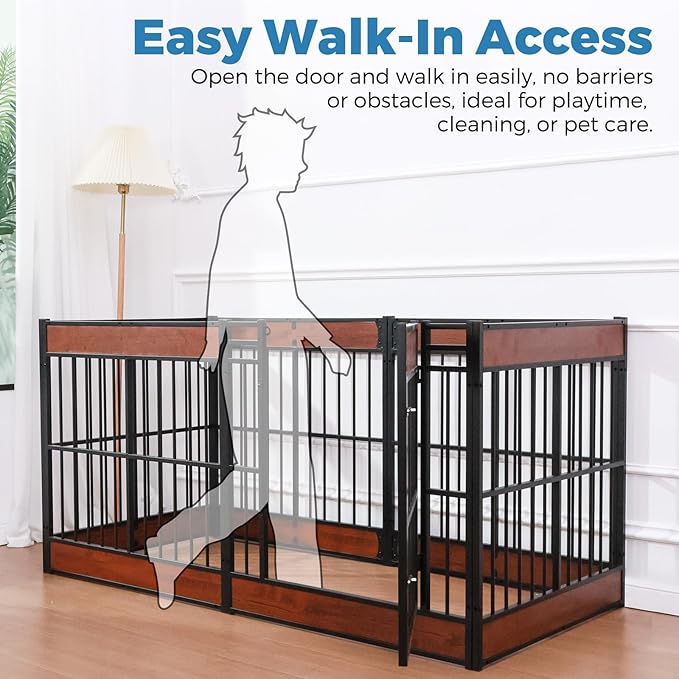 Dog Playpen, 31.5" Height Dog Pen Indoor, Heavy Duty, Safe and Sturdy, Furniture Style Puppy Pen (12 Panels (31.5" High), Mahogany)