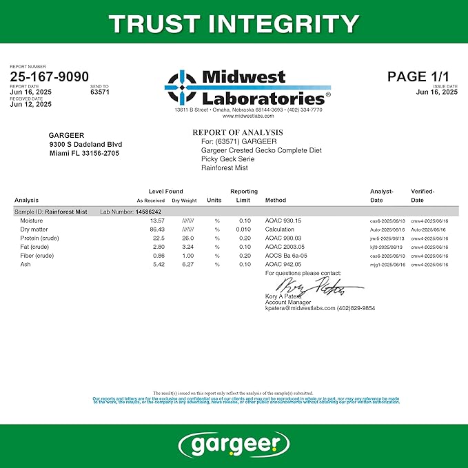 'Picky Geck' Rainforest Mist - Premium Crested Gecko Food | Immune & Digestion Support with Banana, Papaya, Fig & Blueberry | No Fillers - Only Premium Ingredients | 2oz | Made in USA