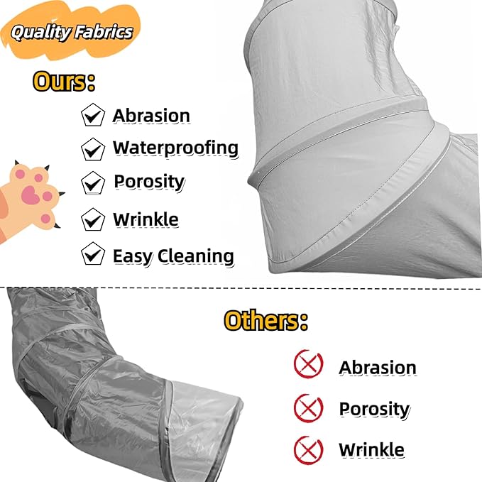 XxingSheep 4 Ways Shuttled XL Cat Tunnel Bed for Indoor Cats Peekaboo Cat Cave Donut with Cool Mat