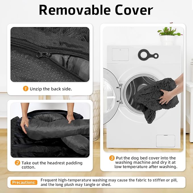 Calming Dog Bed Fluffy Plush Dog Mat for Furniture Protector with Removable Washable Cover for Large Medium Small Dogs and Cats (XS(31“x23.5”x5“), Dark Grey)