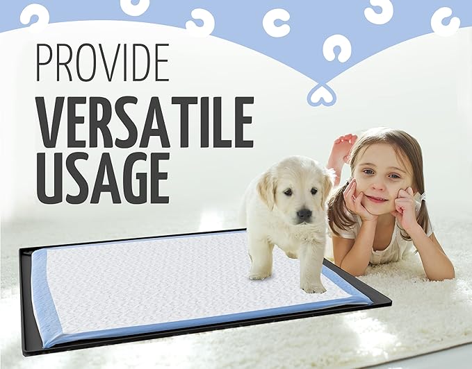 TidyFriend Dog Pee Pad Holder Tray Fits for 30” x 23” Pee Pads with Corner Lock Holes, Raised Edges, Non-Spill, Easy to Clean Silicone Dog Potty Tray Holder, For Indoor Floor Protection (Black)