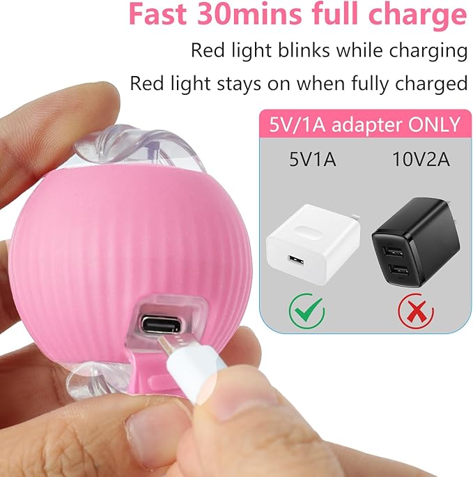 Interactive Cat Toys for Indoor Cats, Interactive Cat Ball Toy with Elastic Mesh Tail, Automatic Cat/Kitten Toys with Chirping & Motion Activate, Cat Toys for Bored Indoor (Pink)